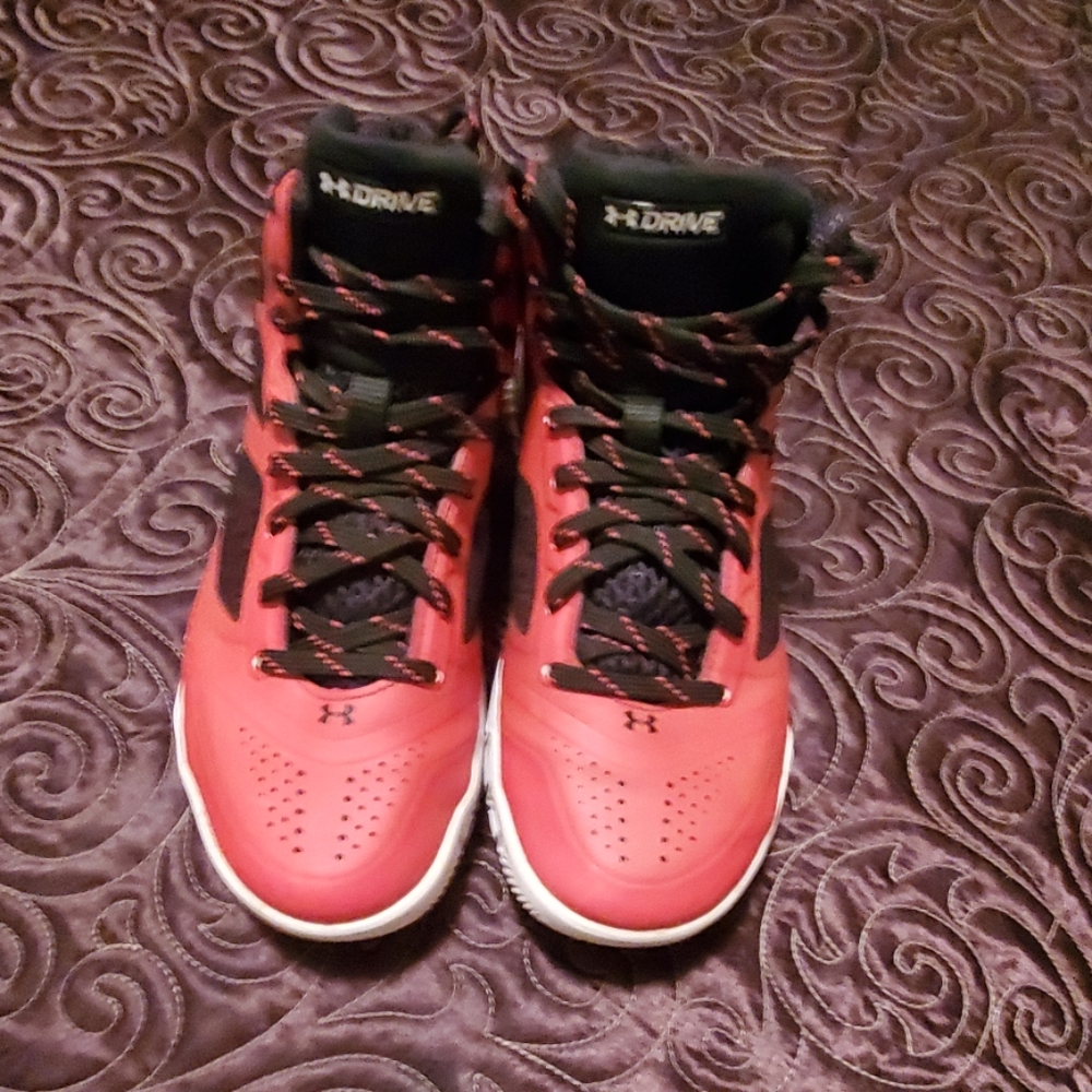 Red and black  Under armor high tops